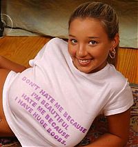 People & Humanity: girl with a funny t-shirt