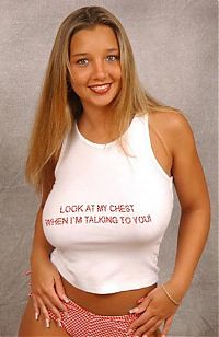 People & Humanity: girl with a funny t-shirt