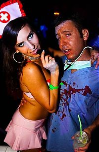 People & Humanity: Playboy Mansion halloween party girls