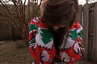 People & Humanity: girl wearing a christmas sweater
