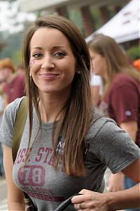 People & Humanity: young college girl wearing sport jersey