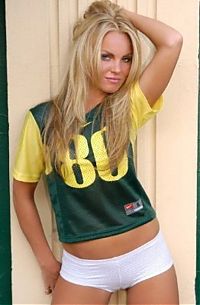 People & Humanity: young college girl wearing sport jersey