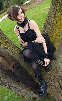 People & Humanity: goth girl in trees