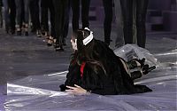 People & Humanity: models falling on the catwalk