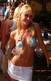 People & Humanity: Bikini beach girls at the Daytona 500 NASCAR Sprint Cup Series race party, Daytona Beach, Florida, United States