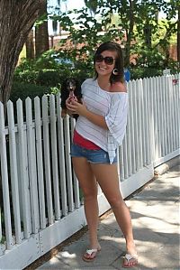 People & Humanity: young girl in jean shorts