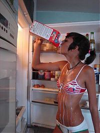 People & Humanity: young college girl on the fridge