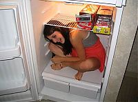 People & Humanity: young college girl on the fridge