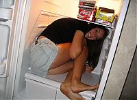 People & Humanity: young college girl on the fridge