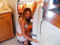 People & Humanity: young college girl on the fridge