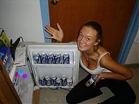 People & Humanity: young college girl on the fridge