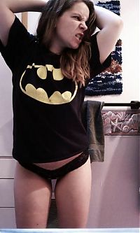 People & Humanity: girl wearing superhero panties