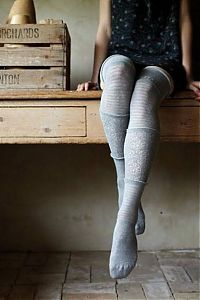 People & Humanity: young teen girl with sexy socks