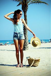 People & Humanity: young girl in jean shorts