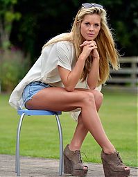 People & Humanity: young girl in jean shorts