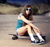 People & Humanity: young girl in jean shorts