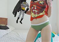 People & Humanity: girl wearing superhero panties