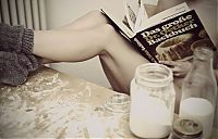 People & Humanity: young girl making cookies in the kitchen