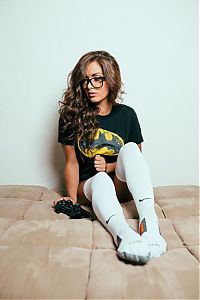 People & Humanity: young teen girl with sexy socks