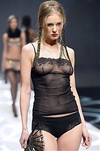 People & Humanity: Paris Lingerie Fashion Week 2014 show girl, Paris, France