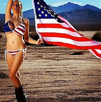 People & Humanity: girl with the american flag