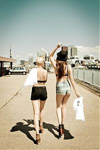 People & Humanity: young girl in jean shorts