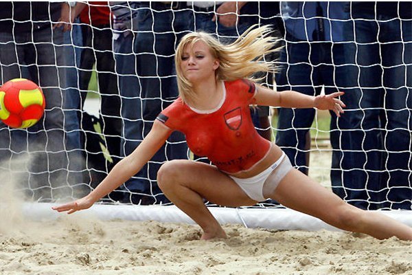 soccer girls playing topless