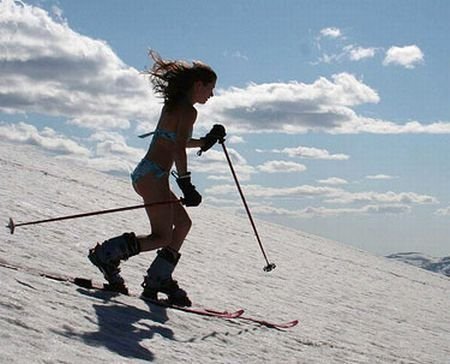 young winter girl on snow