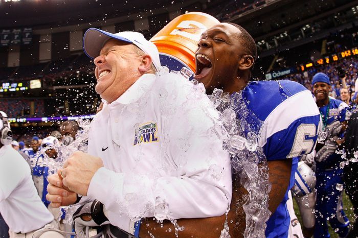 Coach, celebrating the victory