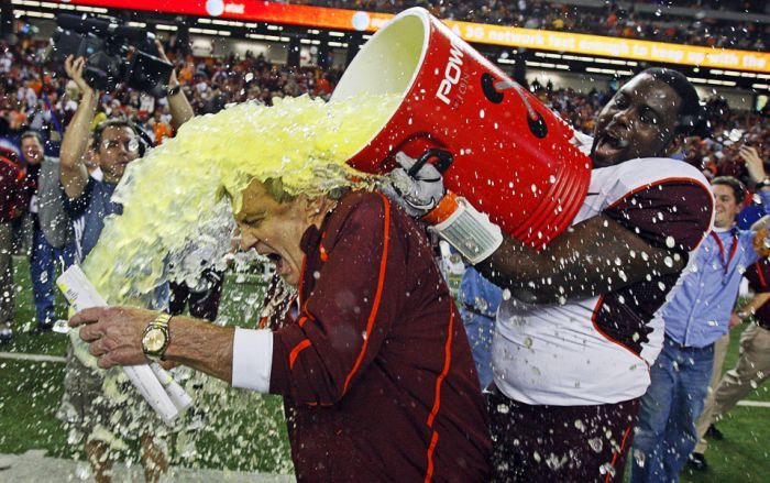 Coach, celebrating the victory