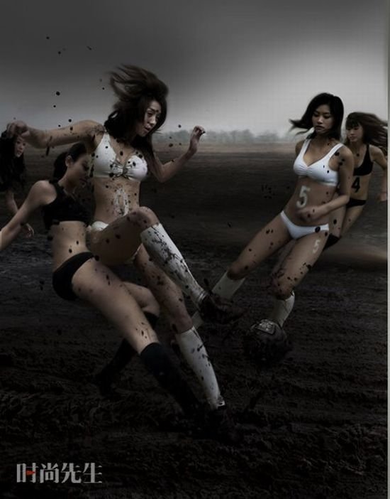 sport girls in mud