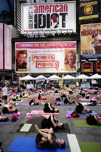 Yoga at Times Square, New York City, United States