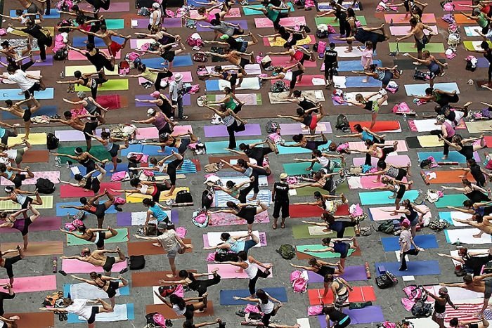 Yoga at Times Square, New York City, United States