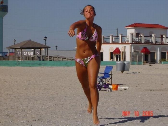 beach girl running