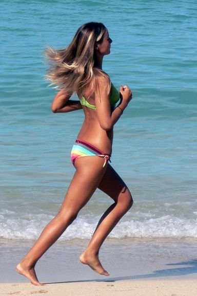 beach girl running