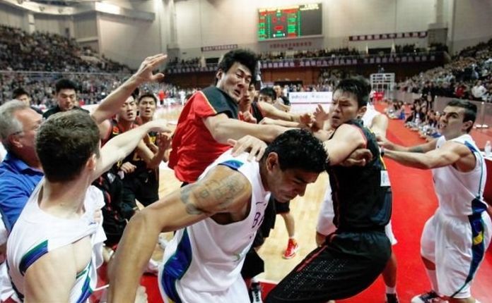 massive brawl at china vs brazil basketball game