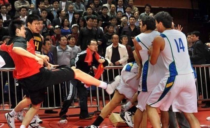 massive brawl at china vs brazil basketball game