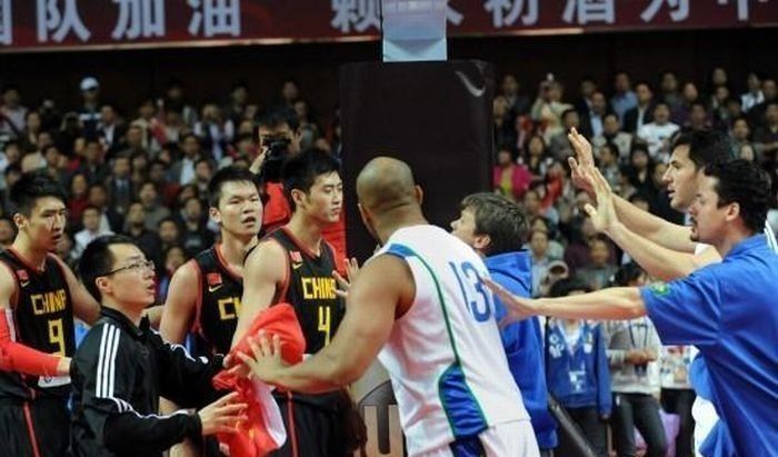 massive brawl at china vs brazil basketball game