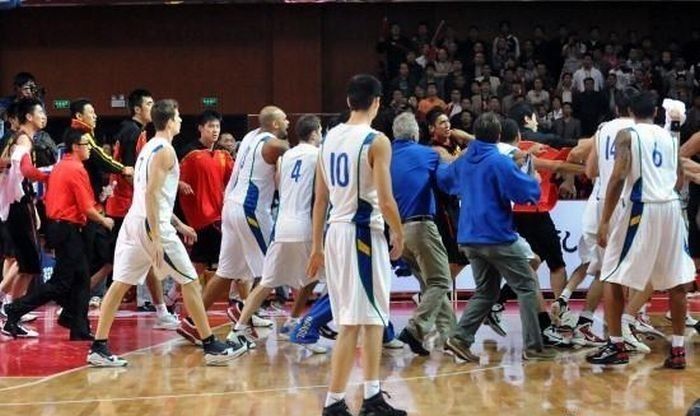 massive brawl at china vs brazil basketball game