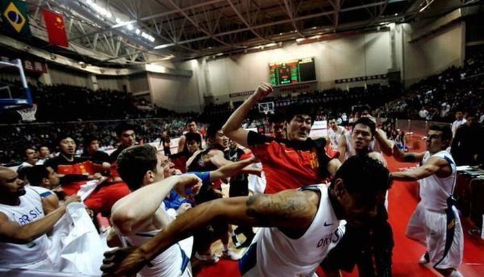 massive brawl at china vs brazil basketball game