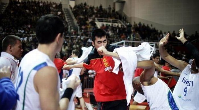 massive brawl at china vs brazil basketball game