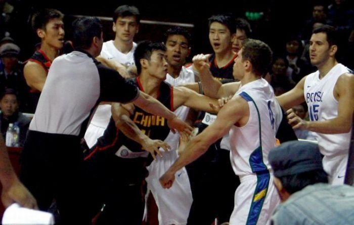 massive brawl at china vs brazil basketball game