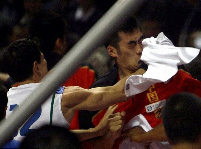 massive brawl at china vs brazil basketball game