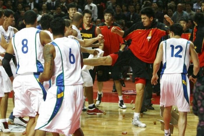 massive brawl at china vs brazil basketball game