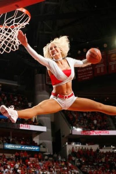 NBA girl making a slam dunk