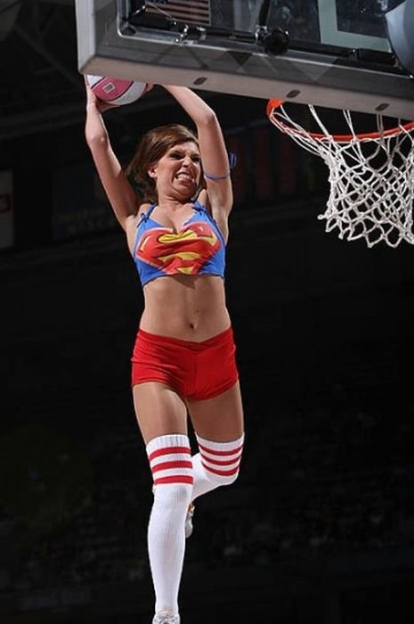 NBA girl making a slam dunk