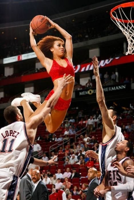 NBA girl making a slam dunk