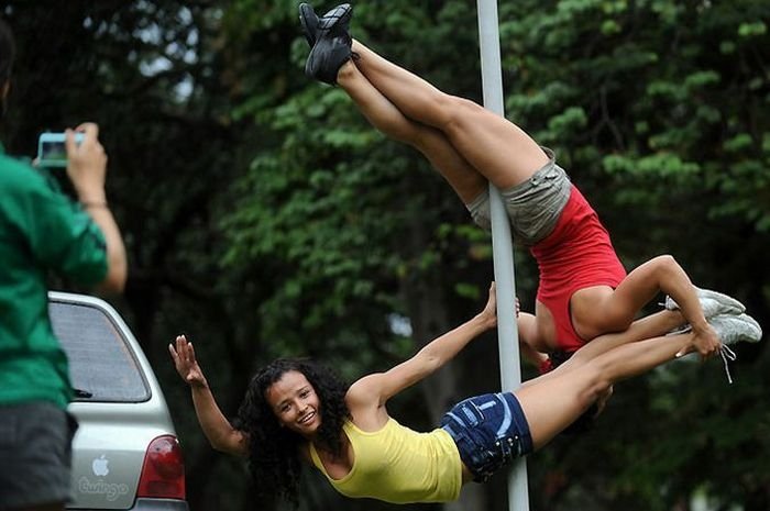 pole dancing in the street
