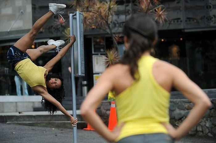pole dancing in the street
