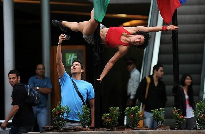 pole dancing in the street